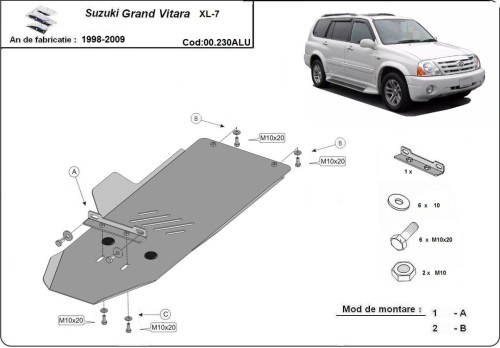 Aliumininė pavarų dėžės apsauga Suzuki Grand Vitara XL7 (1998-2009)