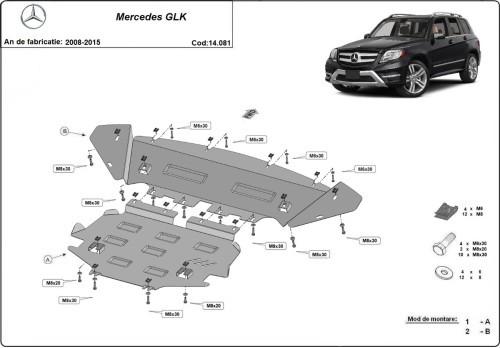 Plieninė variklio apsauga Mercedes GLK X204 (2008-2026) Plieninė variklio apsauga Mercedes GLK X204 (2008-2026)