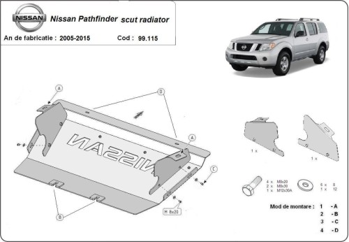 Plieninė radiatoriaus apsauga Nissan Pathfinder (2005-2015) Plieninė radiatoriaus apsauga Nissan Pathfinder (2005-2015)