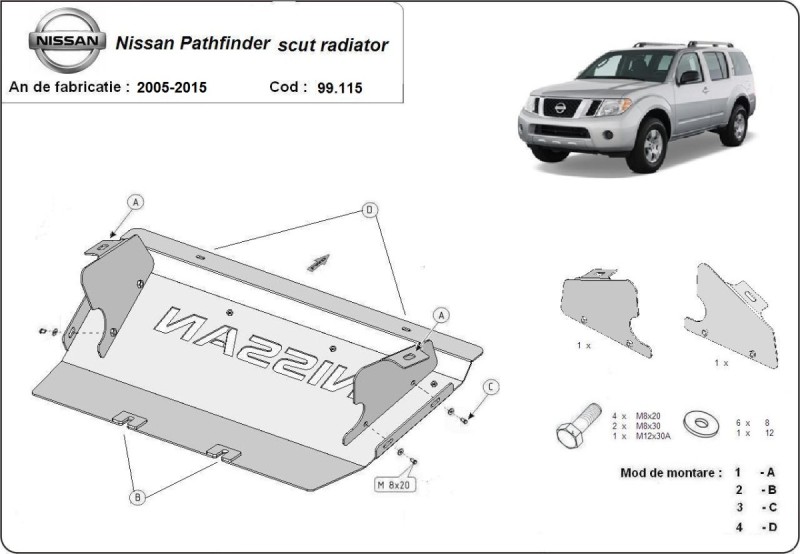 Plieninė radiatoriaus apsauga Nissan Pathfinder (2005-2015)