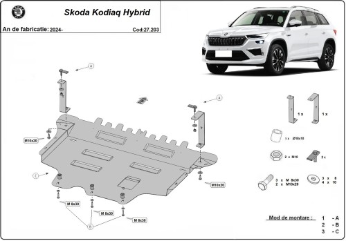 Plieninė variklio apsauga Skoda Kodiaq (2024-2026)