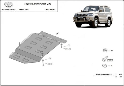 Plieninė pavarų dėžės apsauga Toyota Land Cruiser J90 - tik 3 durų versijai (1995-2002) Plieninė pavarų dėžės apsauga Toyota Land Cruiser J90 - tik 3 durų versijai (1995-2002)