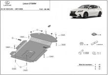 Plieninė katalizatoriaus apsauga Lexus CT200H (2011-2026)