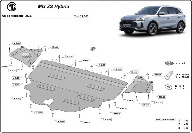 Plieninė variklio apsauga MG ZS (2024-2026)