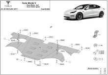 Plieninė galinio elektros variklio apsauga Tesla Model 3 AWD (2017-2026)