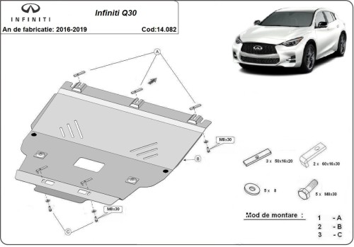 Plieninė variklio apsauga Infiniti Q30 (2016-2019)