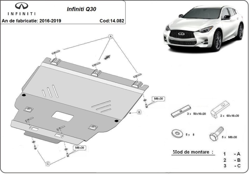 Plieninė variklio apsauga Infiniti Q30 (2016-2019)
