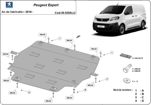 Aliumininė variklio apsauga Peugeot Expert (2016-2026)