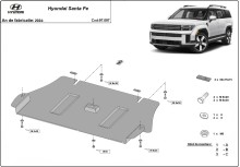 Plieninė katalizatoriaus apsauga Hyundai Sante Fe (2024-2026)