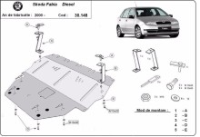 Plieninė variklio apsauga Skoda Fabia dyzelinas (1999-2007)