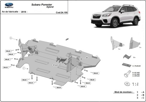 Plieninė variklio apsauga Subaru Forester - hybryda (2018-2026) Plieninė variklio apsauga Subaru Forester - hybryda (2018-2026)