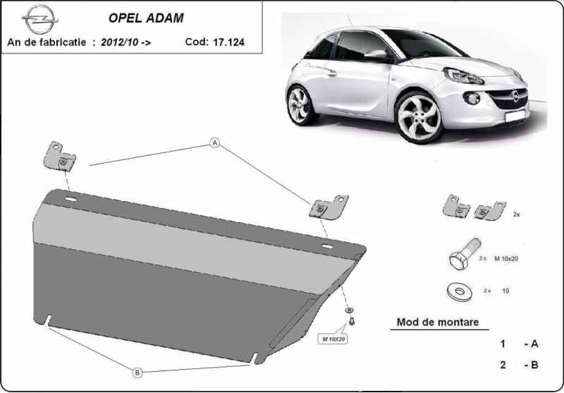 Plieninė variklio apsauga Opel Adam (2012-2019)