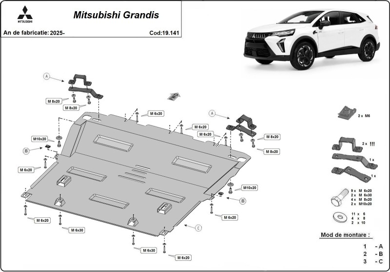 Stalowa Osłona pod silnik Mitsubishi Grandis (2025-2026)