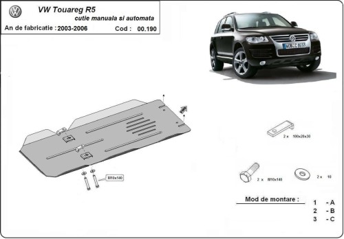 Plieninė automatinės pavarų dėžės apsauga VW Touareg 7L (2003-2006) Plieninė automatinės pavarų dėžės apsauga VW Touareg 7L (2003-2006)