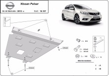 Plieninė variklio apsauga Nissan Pulsar (2012-2018)