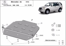 Plieninė pavarų dėžės apsauga Mercedes ML W163 (1998-2005)