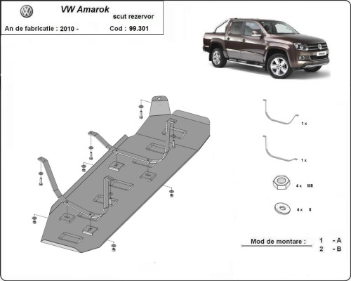 Plieninė kuro bako apsauga Volkswagen Amarok - tik versijoms be gamyklinės apsaugos (2010-2022) Plieninė kuro bako apsauga Volkswagen Amarok - tik versijoms be gamyklinės apsaugos (2010-2022)