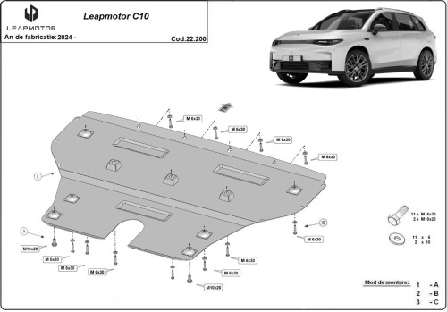 Plieninė variklio apsauga Leapmotor C10 (2024-2026) Plieninė variklio apsauga Leapmotor C10 (2024-2026)