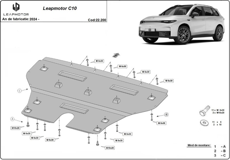 Plieninė variklio apsauga Leapmotor C10 (2024-2026)