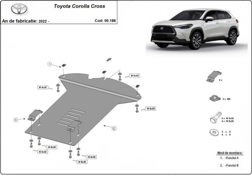 Plieninė katalizatoriaus apsauga Toyota Corolla Cross (2022-2026)