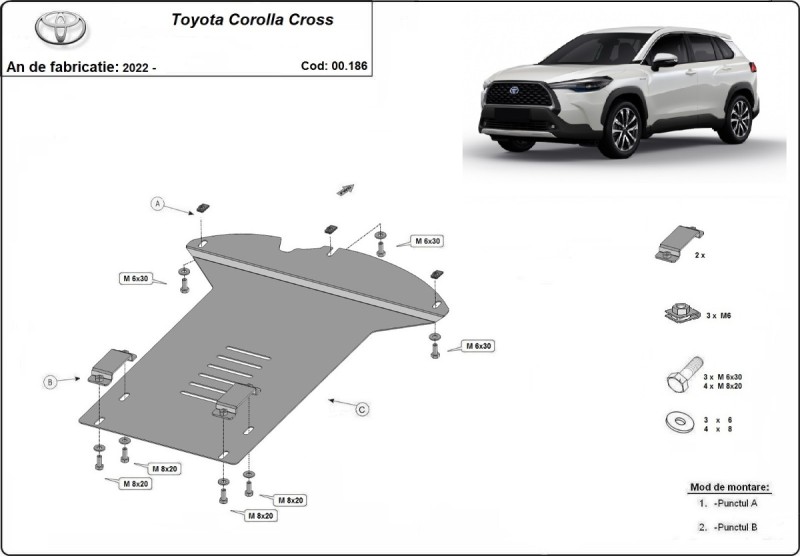 Plieninė katalizatoriaus apsauga Toyota Corolla Cross (2022-2026)