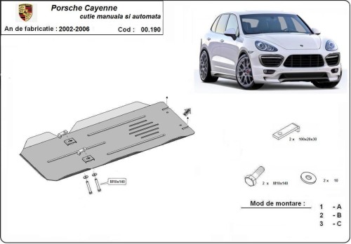 Plieninė pavarų dėžės apsauga Porsche Cayenne (2002-2006)