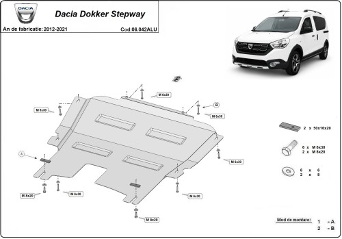 Aliumininė variklio apsauga DACIA Dokker Stepway (2012-2021)