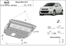 Plieninė variklio apsauga Nissan Micra (2010-2016)