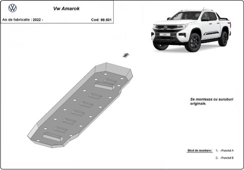 Plieninė kuro bako apsauga Volkswagen Amarok (2022-2026) Plieninė kuro bako apsauga Volkswagen Amarok (2022-2026)
