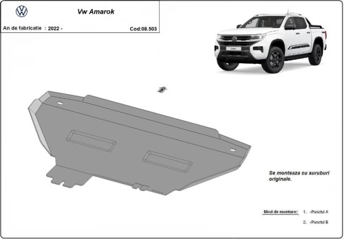 Plieninė radiatoriaus apsauga Volkswagen Amarok (2022-2026) Plieninė radiatoriaus apsauga Volkswagen Amarok (2022-2026)