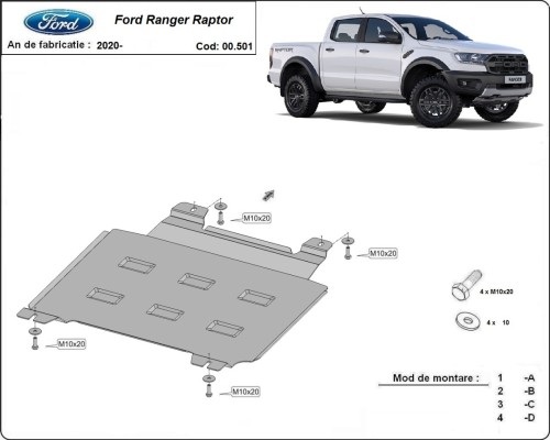 Plieninė pavarų dėžės apsauga Ford Ranger Raptor (2020-2023) Plieninė pavarų dėžės apsauga Ford Ranger Raptor (2020-2023)