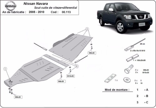 Plieninė pavarų dėžės apsauga Nissan Navara (2005-2015) Plieninė pavarų dėžės apsauga Nissan Navara (2005-2015)