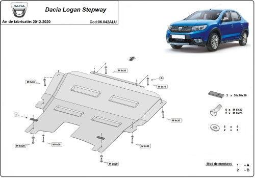 Aliumininė variklio apsauga Dacia Logan Stepway (2012-2020)