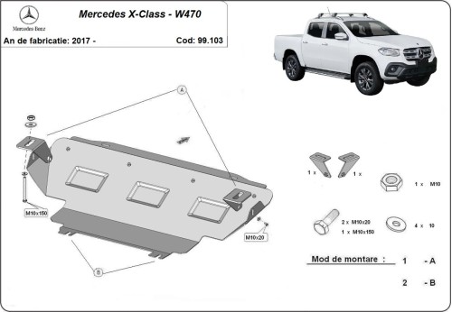 Plieninė radiatoriaus apsauga Mercedes X-Class (2017-2020) Plieninė radiatoriaus apsauga Mercedes X-Class (2017-2020)