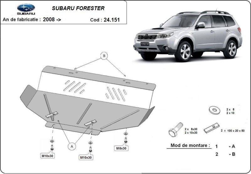 Plieninė variklio apsauga Subaru Forester 3 (2008-2013)
