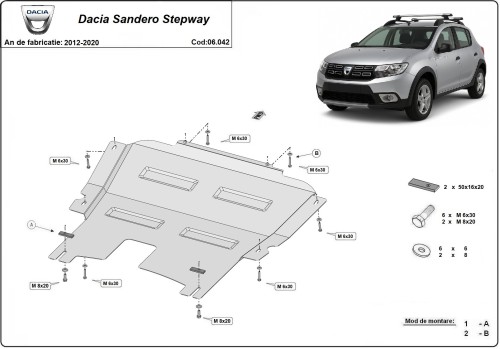 Plieninė variklio apsauga Dacia Sandero Stepway (2012-2020) Plieninė variklio apsauga Dacia Sandero Stepway (2012-2020)