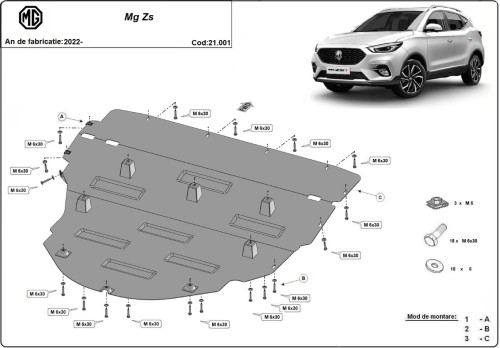 Plieninė variklio apsauga MG ZS (2022-2026) Plieninė variklio apsauga MG ZS (2022-2026)