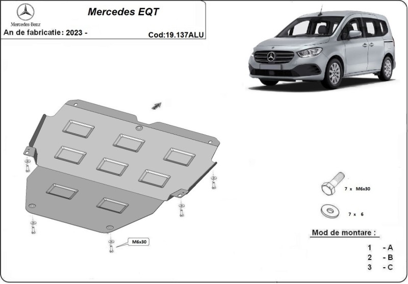 Aliumininė variklio apsauga Mercedes EQT (2023-2026)