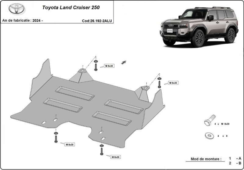 Aliumininė variklio apsauga Toyota Land Cruiser 250 (2024-2026)