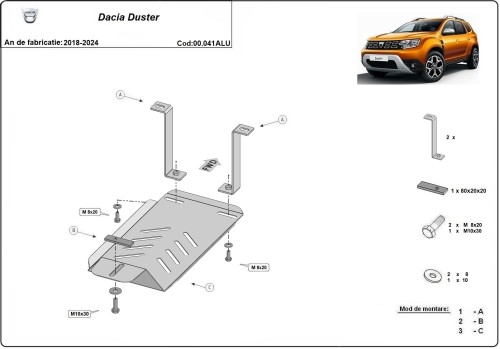 Aliumininė diferencialo apsauga Dacia Duster 4x4 (2018-2024) Aliumininė diferencialo apsauga Dacia Duster 4x4 (2018-2024)