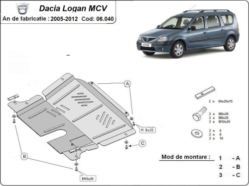 Plieninė variklio apsauga Dacia Logan 1 MCV (2005-2012) Plieninė variklio apsauga Dacia Logan 1 MCV (2005-2012)