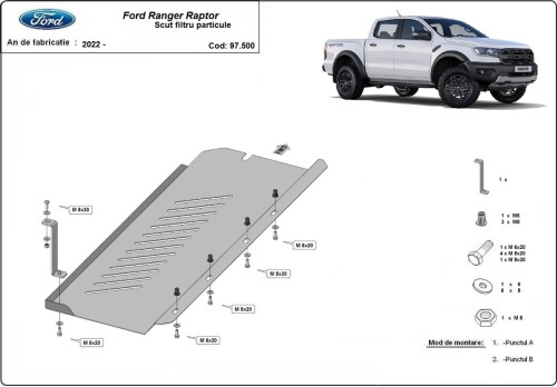 Plieninė DPF filtro apsauga Ford Ranger Raptor (2020-2023)