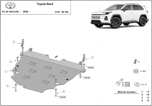 Plieninė variklio apsauga Toyota Rav4 (2026-2026)