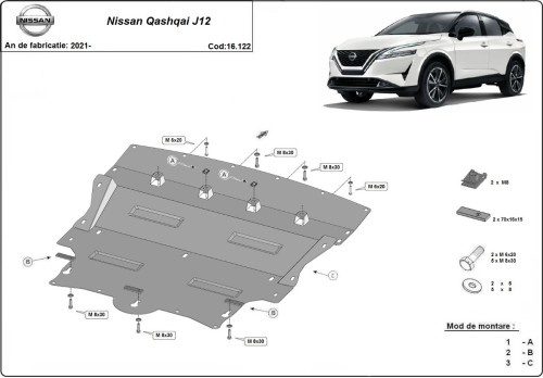Plieninė variklio apsauga Nissan Qashqai J12 (2021-2026) Plieninė variklio apsauga Nissan Qashqai J12 (2021-2026)