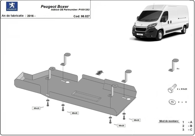 Plieninė AdBlue bako apsauga Peugeot Boxer P1001282 (2016-2026)