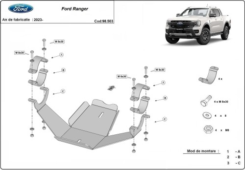 Plieninė diferencialo apsauga Ford Ranger (2023-2026)