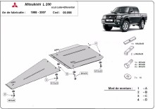 Plieninė pavarų dėžės ir reduktoriaus apsauga Mitsubishi L 200 (1998-2007)