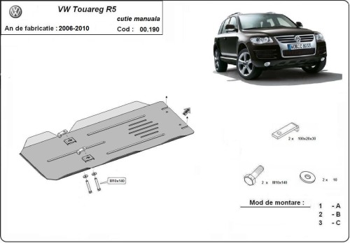 Plieninė pavarų dėžės apsauga VW Touareg 7L (2006-2010) Plieninė pavarų dėžės apsauga VW Touareg 7L (2006-2010)