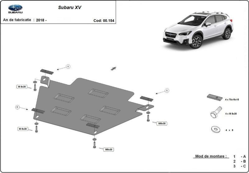 Plieninė pavarų dėžės apsauga Subaru XV (2018-2022)