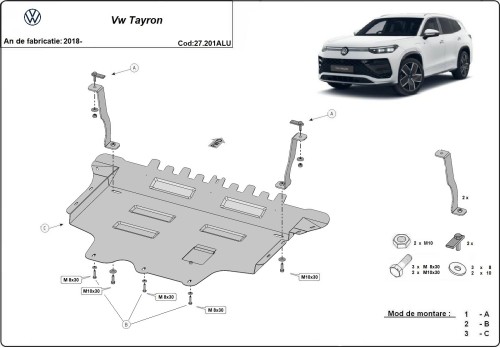 Aliumininė variklio apsauga VW Tayron (2018-2026)